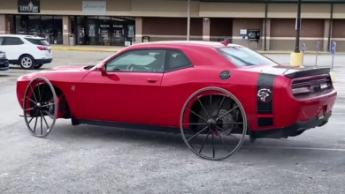 Photo of Burnouts In His Buggy-Wheeled Dodge Challenger Hellcat.