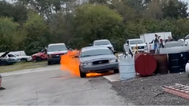 Photo of Watch This Ford Crown Vic Turn Into A Fireball After YouTuber Swaps Engine Oil For Fuel