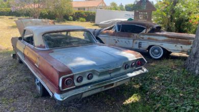 Photo of ’58 Chevrolet Impala Sitting Next To ’63 Impala SS Discovered In A Field Proves Detroit Metal Is Immortal